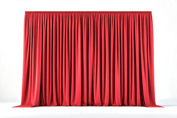 red curtain on white background cutout and isolated on transparent background 