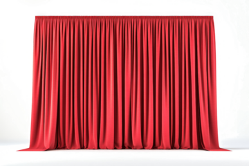 red curtain on white background cutout and isolated on transparent background 