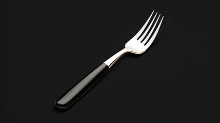 Silver Fork with Black Handle on Dark Background