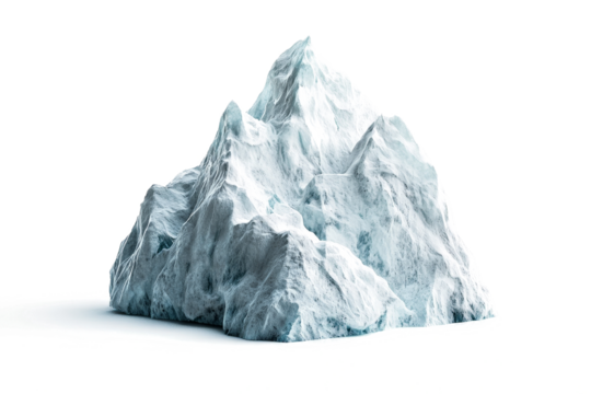 a large iceberg on a white background cutout and isolated on transparent background 