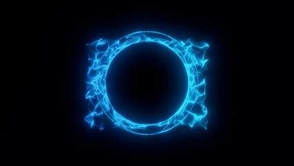  Abstract glowing modern looped light hi-tech energy blue sphere of particles and dots. Animated smooth shimerring magic background. Concept for businnes