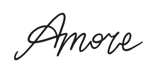 amore word hand drawn doodle lettering quote. Inspirational romantic valentines day message saying amore text. Handwritten style word