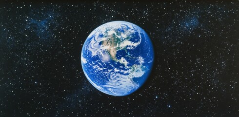 Breathtaking view of planet Earth from space, showcasing a glowing blue horizon, atmospheric layers, and distant stars in the cosmos.