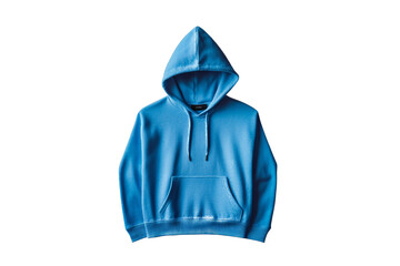 a blue hoodie on a white background cutout and isolated on transparent background 