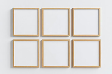 four frames on a wall cutout and isolated on transparent background 