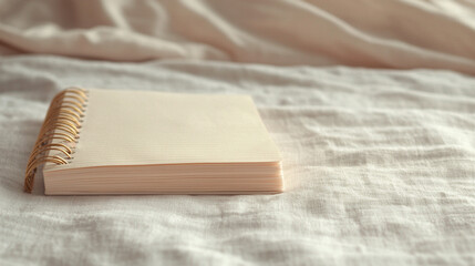 A blank notepad rests on a soft, textured surface, inviting thoughts and creativity in a serene setting.