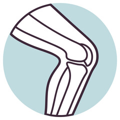 Knee Joint Outline Inside Blue Circle Shape Isolated on White Background Medical Icon