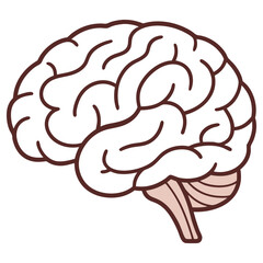 Cartoon Human Brain Anatomy Isolated on Transparent Background