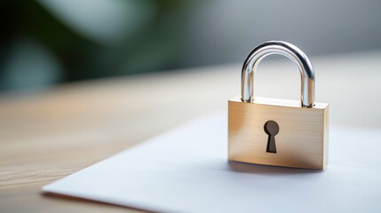 Closed padlock on paper sheet symbolizes security