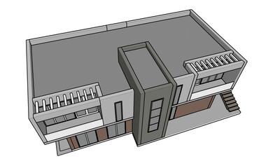 Contemporary Architectural Wireframe Sketch - Residential and Commercial Buildings - Vector Illustration