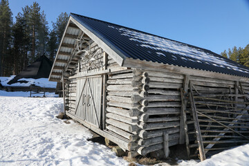 log cabin in the woods
