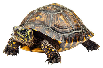 Obraz premium Turtle Crossing a Path in Nature Wildlife View isolated on transparent background