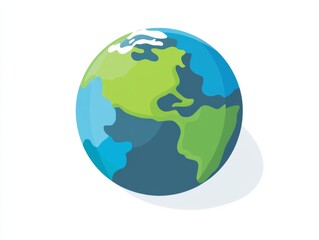 Fototapeta premium Earth in Isometric View with Green and Blue Colors