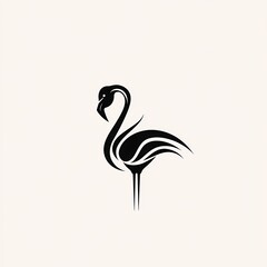 Fototapeta premium Elegant flamingo illustration Black silhouette against a light background Graceful avian design