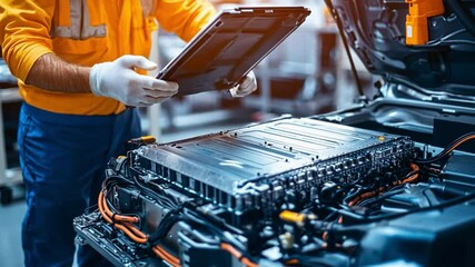Technician Inspecting Vehicle: A skilled technician meticulously inspects the inner workings of a car engine, showcasing expertise in automotive maintenance.
