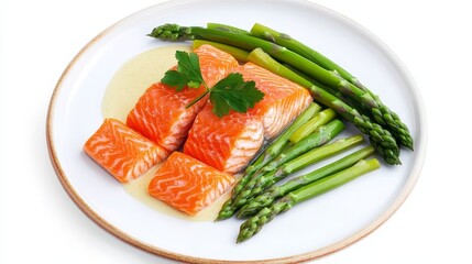 Salmon and Asparagus with Lemon Butter Sauce
