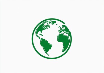 Obraz premium Minimalist Line Drawing of Earth, Green Outline on White Background, Simple Silhouette for Adult Coloring