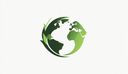Obraz premium Minimalist Line Drawing of Earth, Green Outline on White Background, Simple Silhouette for Adult Coloring
