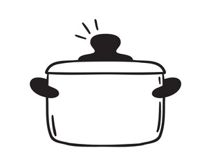 cooking pot icon doodle hand drawn. Outline drawing cooking pot line clipart symbol