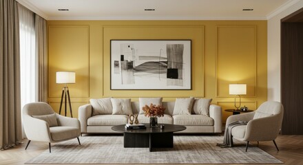 Fototapeta premium modern living room with fireplace, interior, room, home, house, living room, furniture, design, living, sofa, apartment, 