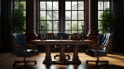 A photo of a legal consultation room with chairs