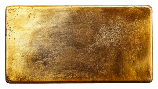 Gold bar display financial sector product isolated on transparent background