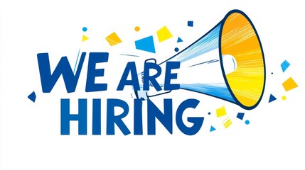  "WE ARE HIRING" Vector Logo with Megaphone and Bold Colors