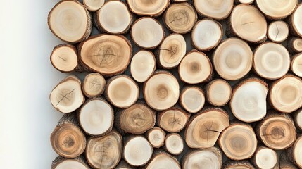 Wood Slice Wall Circular Composition, Natural Texture, Rustic Design