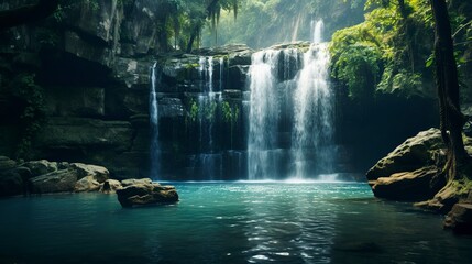 A photo of a breathtaking waterfall cascading