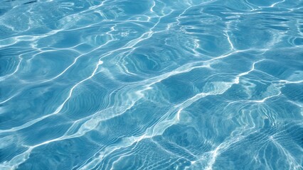 Abstract Blue Water Ripple Texture with Circular Waves and Reflective Surface in Clear Pool