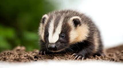 Obraz premium Young Badger Cub Close-Up Earthly Exploration