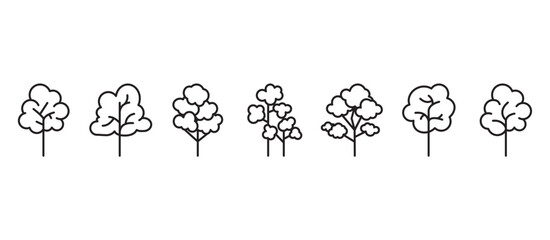 Lush tree icon. Shady tree. Icon set of tree and leaf collection,  botanical icon set, Tropical vector illustration in transparent background. 