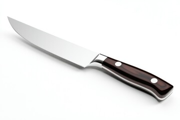 Fototapeta premium Steak Knife with Wood Handle Isolated on White Background for Cooking