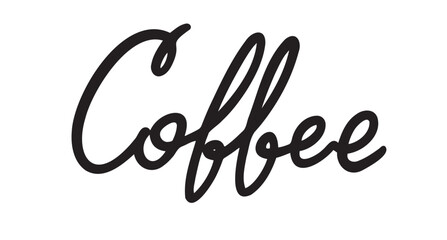 Coffee calligraphy hand drawn lettering and brush pen word. Coffee handwritten text for coffee house, cafe, restaurant or bakery