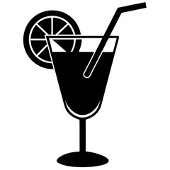 cocktail black silhouette vector, Simple silhouette Design vector icon with white background.