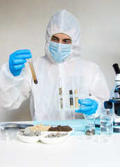 Fototapeta premium Soil testing in the laboratory. Selective focus.