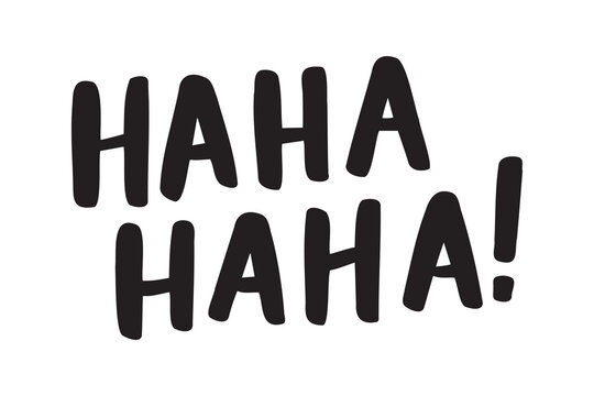 Ha ha ha ha doodle hand drawn text. Sticker for social media content. sound of laughter words