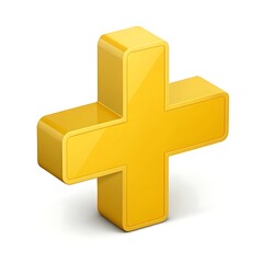 Obraz premium A vibrant golden plus symbol representing growth, positivity, and addition, rendered with a glossy, 3D effect.