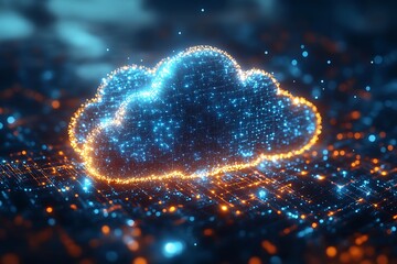 Cloud computing graphic, digital art, abstract