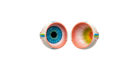 Detailed Anatomy Model of Human Eye Showing Internal Structure and Color Variations of Iris and Cornea for Educational and Medical Purposes