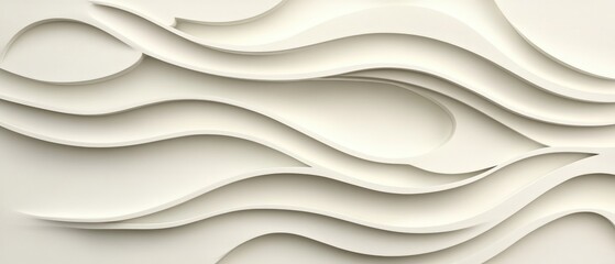 Obraz premium Abstract Waves: Minimalist 3D Paper Art with Flowing Organic Curves in Soft Neutral Hues