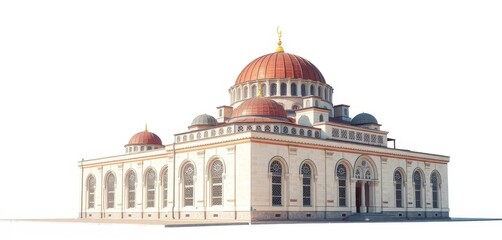 Fototapeta premium Isolated Aziziye Mosque, Konya, against white background, ottoman, history