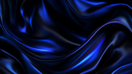 Obraz premium abstract curved wavy lines flow across a deep black background, creating a striking contrast. The black backdrop features smooth, blurred silk-like fabric with an iridescent shimmer, resembling a star
