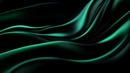 Fototapeta premium abstract curved wavy lines flow across a deep black background, creating a striking contrast. The black backdrop features smooth, blurred silk-like fabric with an iridescent shimmer, resembling a star