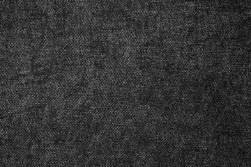 Black Denim Fabric with a Classic Woven Texture