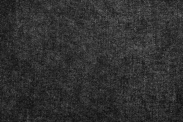 Black Denim Fabric with a Classic Woven Texture