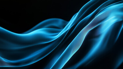 Obraz premium abstract curved wavy lines flow across a deep black background, creating a striking contrast. The black backdrop features smooth, blurred silk-like fabric with an iridescent shimmer, resembling a star