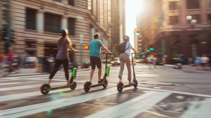 people driving with escooter in the city