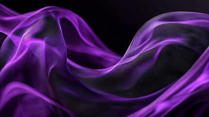 Obraz premium abstract curved wavy lines flow across a deep black background, creating a striking contrast. The black backdrop features smooth, blurred silk-like fabric with an iridescent shimmer, resembling a star