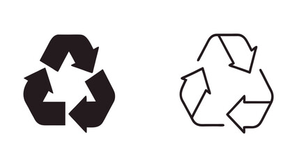 Obraz premium Recycling Symbol Icon Set – Black & Outline Eco-Friendly Vector Illustration